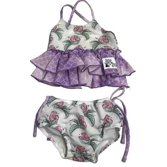 Little Bird Clothing Co Mermaid Fish Purple Scales ‎ Bikini Baby 6-12m - Picture 1 of 8